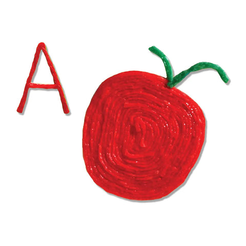 Alphabet A and apple made from Kids Arts And Crafts Triple Play Pack Non Toxic Waxed Yarn Fidget Toy Reusable Molding And Sculpting Playset American Made 144 Count Three Color Sets Six Neon Colors Educational Toy For Home School Projects