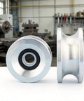 Heavy Duty Single Sheave Bearing Roller for Cable Guidance in U Channel with 85 Mm OD and 20 Mm Bore 41 Mm Wide Rope Guide and Rigging Hoist Wheel, front view