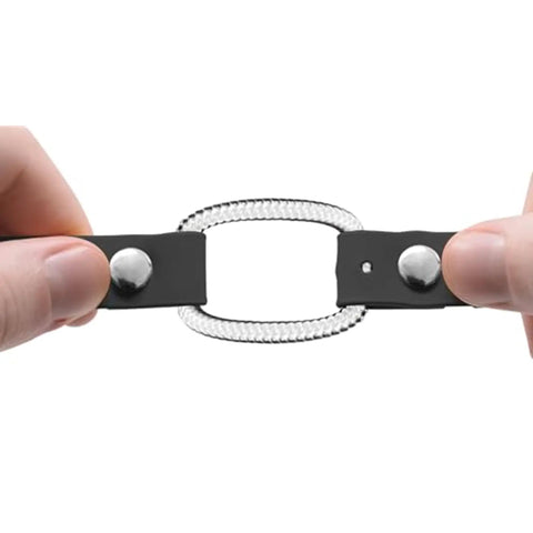 One Inch Quick Snap Bungee Dog Collar Strap For FE 580 ET 800 The Boss And UL 1200 Receivers shown being stretched by hand