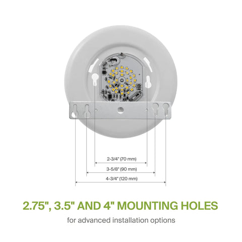 Back view of 6 Pack 6 Inch LED Disk Lights Dimmable Flush Mount Ceiling Fixtures, showing mounting holes for installation options.