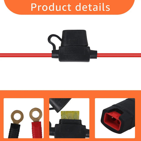 Two Pack Heavy Duty Battery Harness Compatible With Smart Chargers Featuring M10 Three Eighth Inch Terminal Connectors showing connectors and wiring details.