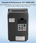 Image of a 1.5KW 220V VFD Inverter for Spindle Motor Speed Control, with visible control panel and plug-and-play features.