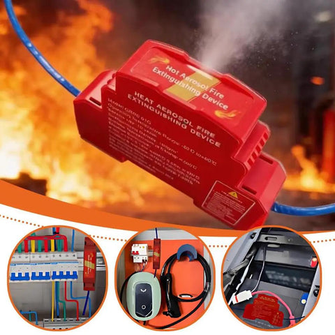 Heavy Duty Automatic Aerosol Fire Extinguisher For Electrical Panels With Din Rail Mount and Five Second Rapid Suppression in use.
