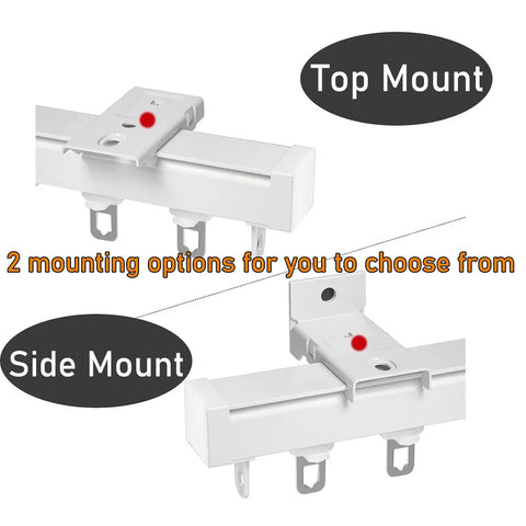 Heavy Duty Aluminum Curtain Track Ceiling Mount Glides Smoother Than Butter Built Rock Solid With Silent Rollers And Double Soundproofing For Zero Fuss Room Divider Installations Champagne Finish top mount and side mount options shown.
