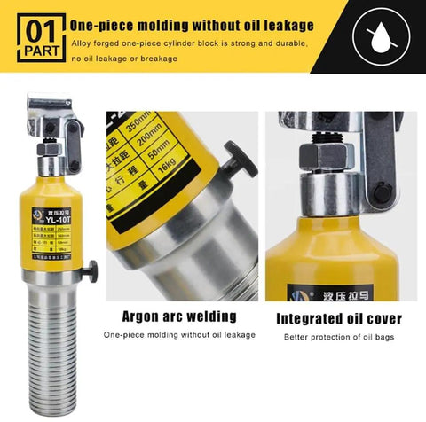 Heavy Duty Hydraulic Gear Puller With Two Or Three Jaw Bearing Separator For Backyard Mechanic Hub And Belt Pulley Extraction Grease Monkey Approved Steel Build showcasing one-piece mold cylinder without oil leakage.