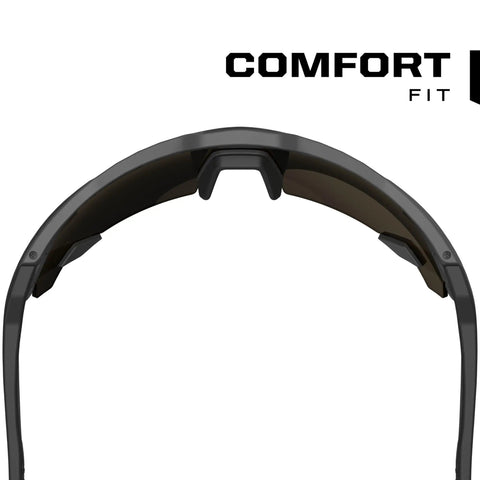 Top view of Vision Type E Safety Glasses With Anti Fog, Scratch Resistant Lenses showing lightweight half frame and comfort fit.