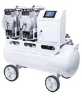 Heavy Duty Oil Free Vacuum Pump With Dual Pump Head And Built In Microcomputer Control, white industrial air extractor on wheels.
