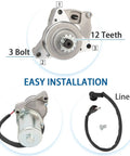 Universal 3 Bolt ATV Starter Motor Fits 50Cc To 125Cc Quad Go Karts Dirt Bikes Pit Bikes Dune Buggies Sand Rails With Line Replacement Crank showing 12-teeth gear and line.