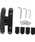 Concealed Hidden Door Hinge With Adjustable Alignment Satin Finish For Wooden Doors 180 Degree Swing Heavy Duty 40kg Load Capacity Prevent Pinching Metal Door Hinge By NUOBESTY, black hinge kit with tools and screws.
