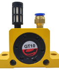 Set Of 2 Pneumatic Air Turbine Vibrators One Eighth Inch Silent Golden Finish Industrial Wheel Type Vibrators For High Speed Eccentric Vibration In Food And Pharmaceutical Applications Durable And Rugged Construction, yellow GT10 body
