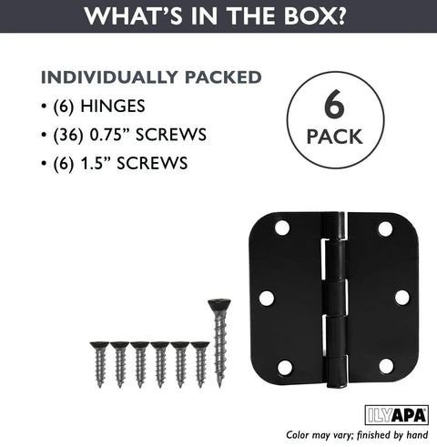Oil Rubbed Bronze Door Hinges 36 Pack 3.5 x 3.5 Inch Interior Hinges With Five Eighths Inch Radius Corners Heavy Duty Replacement Hinges For Doors And Cabinets Removable Hinge Pins Antique Bronze Finish with screws