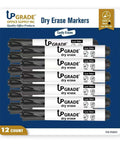 Black Dry Erase Markers 12 Count Set With Low Odor Ink And Chisel Tip for whiteboards, stacked with packaging