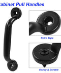Close-up of 10 Pack Mini Vintage Cabinet Pull Handles Set In Black Zinc Alloy Barn Door Style Hardware showing retro style details.