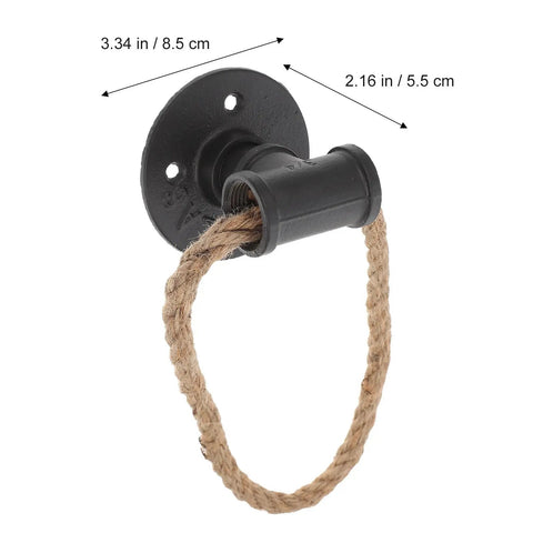 Vintage Rope Cabinet Pulls Black Iron Rustic Drawer Handles 3.34 in Backplate, 2.16 in Rope Handle