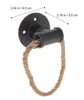 Vintage Rope Cabinet Knob And Drawer Pull Set In Black Iron Rustic Hardware showing dimensions in inches and centimeters
