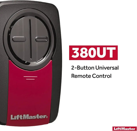 Two Button No Fuss Universal Garage Door Opener Remote For Major Brands With Universal Compatibility Control Up To Two Openers Including Chamberlain Craftsman Genie Linear Stanley Wayne Dalton Gate Opener shown with branding