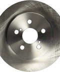 Rear brake rotor by Centric C-Tek, metallic silver finish; close-up view shows center bore and bolt holes