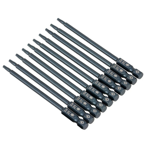 Top Tier S2 Alloy Steel Screwdriver Bits Set 10 Pieces Magnetic Drill Kit With 100mm Length And 1/4 Inch Hex Shank For Heavy Duty Electric Drivers, ten bits