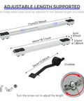 Heavy Duty Extendable Appliance Mover Dolly For Fridge Washer Dryer Rolling Base With 24 Wheels And Brakes Adjustable From 17 To 28 Inches White components showing adjustable lengths and crowbar detail.