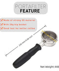 Bottomless Portafilter For 58mm Espresso Machines With 22g Filter Basket And Rubber Handle Replacement Supports GS3 Linea Classic FB70 FB80 GB5 And Other 58mm La Marzocco Models Visual Extraction Tool For Barista Level Shots with dimensions and weight