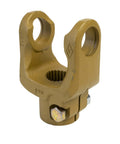 Genuine Replacement Yoke 1-1/2-23 Spline IC for rotary cutter and lawn mower attachments, bolt-on fit, side view, brown color.