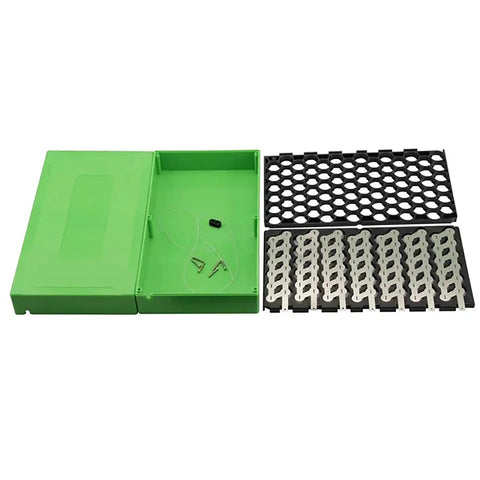 Heavy Duty 48V 13S 6P Electric Bicycle Battery Box Compatible With 18650 Cells Foldable Ebike Enclosure in green with components