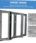 Heavy duty spring-loaded door hinges for outdoor gates and patio doors, made of durable stainless steel with self-closing mechanism.