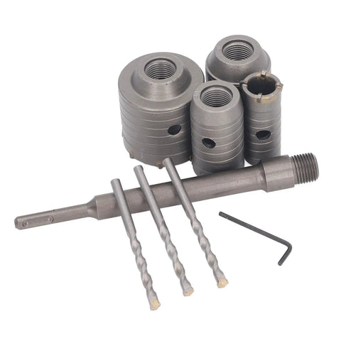 Heavy Duty Concrete Hole Saw Kit With Carbide Cutting Bits In 30Mm 40Mm 50Mm And 65Mm Sizes Plus Core Drill Set For Brick And Cement Wall Drilling Tasks, 4 cutters