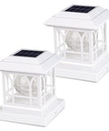 Solar Powered Outdoor Fence Lights RGB and Warm White for 3.6x3.6 to 5x5 Deck Posts, IP65 Waterproof ABS Shell Glass Lens, shown in white