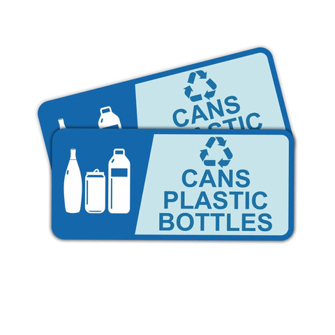 Two Pack Recycle Sign Stickers For Trash Cans, Waterproof Fade Resistant Vinyl Labels For Bottles And Cans, Self Adhesive