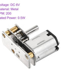 6V Micro DC Gearbox Motor With 200 RPM, 1 To 100 Reduction, metal housing, ideal for RC cars and robots, side view
