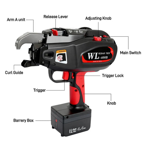 Product image of Automatic Rebar Tying Tool With 21 Gauge Tie Wire Two 14.4V 4400mAh Batteries Cordless Rebar Tie Gun