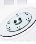 Transparent Glass Lazy Susan Turntable for Dining Tables and Kitchens, beveled edge detail, smooth rotating serving tray