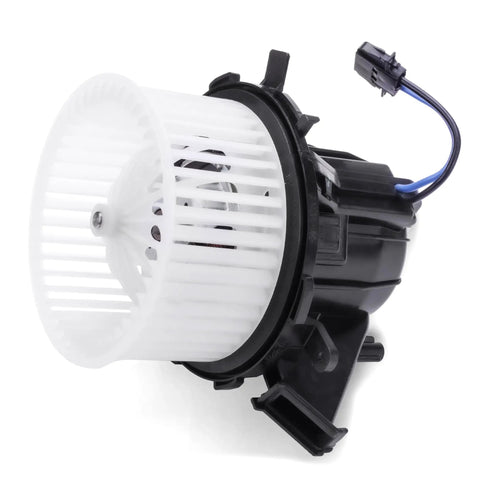 Image of Front Hvac Heater Blower Motor For Audi A4 A5 Q5 S4 S5 Quattro 2008 To 2016 with a white fan and electrical connector.
