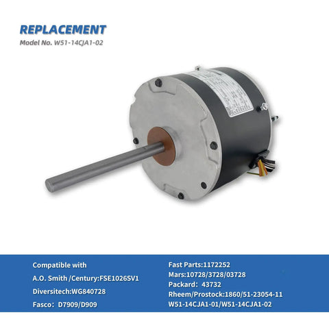 AC Condenser Fan Motor Heavy Duty One Quarter HP 208-230V 1075RPM 1.4A With 10uf Capacitor side view