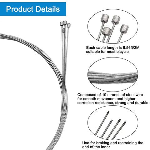 Derailleur Shift Cable Kit For Mountain And Road Bikes, Includes Four Cables, 2M Shift Housing, shown coiled with details