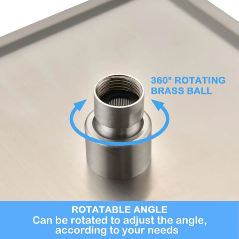 360-degree rotating brass ball fitting on Shower Faucet Set With Waterfall Tub Spout And Rainfall Head Wall Mounted 10 Inch Rain Shower System