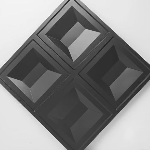 Black 24x24 inch PVC panels for DIY grid install, shown in a dynamic diamond arrangement on white background.