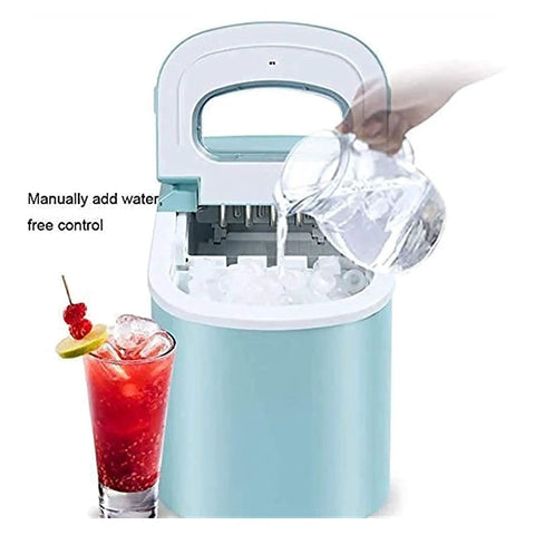 Compact Counter Top Ice Maker Machine Automatic Portable Ice Cube Generator With High Capacity Water Tank, hand pouring water.
