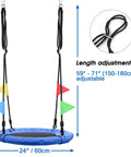 Image of 24 Inch Saucer Tree Swing For Kids And Adults Heavy Duty 220Lb Capacity Adjustable Hanging Ropes 900D Oxford Platform