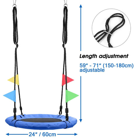 Image of 24 Inch Saucer Tree Swing For Kids And Adults Heavy Duty 220Lb Capacity Adjustable Hanging Ropes 900D Oxford Platform