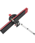 Heavy Duty Aluminum Miter Guide With Slick Sliding Fence For Table Saws And Router Tables Precision Tilt From Minus Sixty To Plus Sixty Degrees With Thirteen Stops for crisp cuts seen from above.