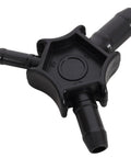Heavy Duty Air Compressor Piping Kit Featuring Two Hundred Foot One Half Inch Rugged Tubing Slick Pex Al Pex Build Pro Fittings Valves And Zero Sweat Plug Play Tools For Quick Garage Setup Blue, black fitting with multiple connections.