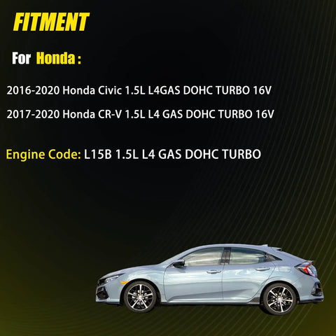 Heavy Duty Timing Chain Kit With VVT Gear Sprockets For Honda 1.5L Turbo DOHC 16V Civic 2016 2020 And Honda CR V 2017 2020 Direct Fit OE Style Replacement Parts Premium Quality shown on a 2016-2020 Honda Civic sport car profile.