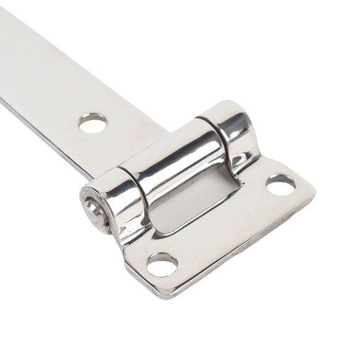 Heavy-duty stainless T-shape hinge with rust-resistant design for RV, van, yacht, and cabinet applications, shown in close-up.