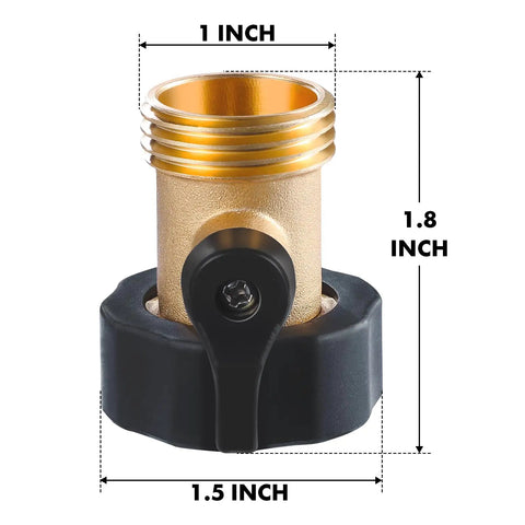 Heavy Duty Brass Shut Off Valve Garden Hose Connector Set Of 2 For Three Quarter Inch Hoses Leak Proof Rust Resistant