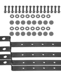 Rugged Iron Side Case Mounting Brackets Kit For Motorcycles, includes 4 brackets and hardware, 53x35x215mm, heavy duty.