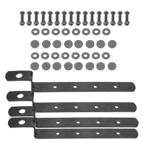 Rugged Iron Side Case Mounting Brackets Kit For Motorcycles, includes 4 brackets and hardware, 53x35x215mm, heavy duty.