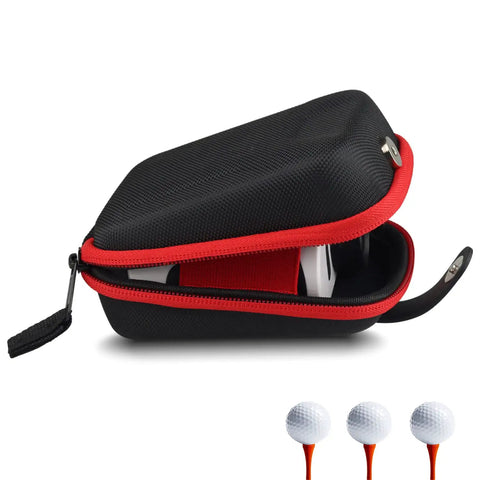 Universal Golf Rangefinder Case With Magnetic Buckle Design Semi Hard EVA Protective Bag For Laser Distance Meters That Fits Most Models Red And Black Durable Travel Friendly, open case