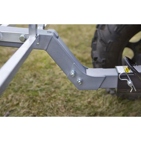 Close-up of Lightweight Aluminum Hitch Cargo Carrier For ATVs And UTVs Small Utility Trailer For Trucks And SUVs hitch mount detail